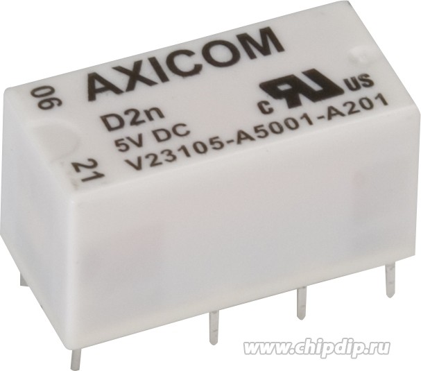 8-1393792-5 (V23105A5001A201), Реле 2 переключ. 5VDC, 3А/250VAC DPDT