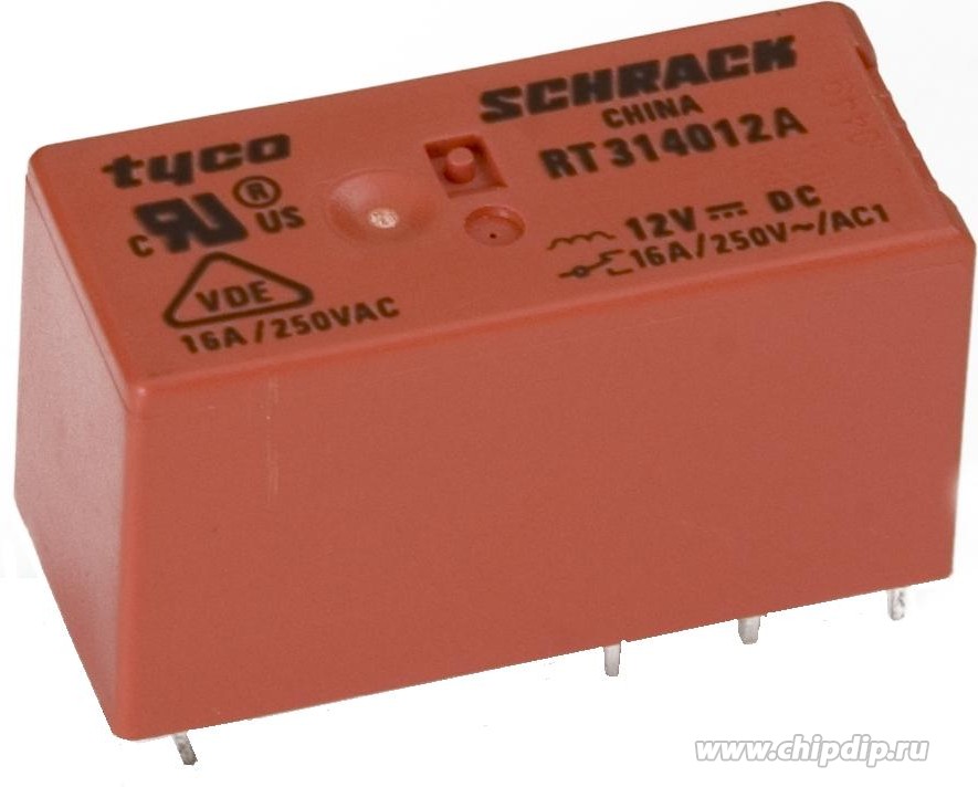 9-1393239-5 (RT314012), Реле 1 переключ. 12VDC, 16A/250VAC SPDT