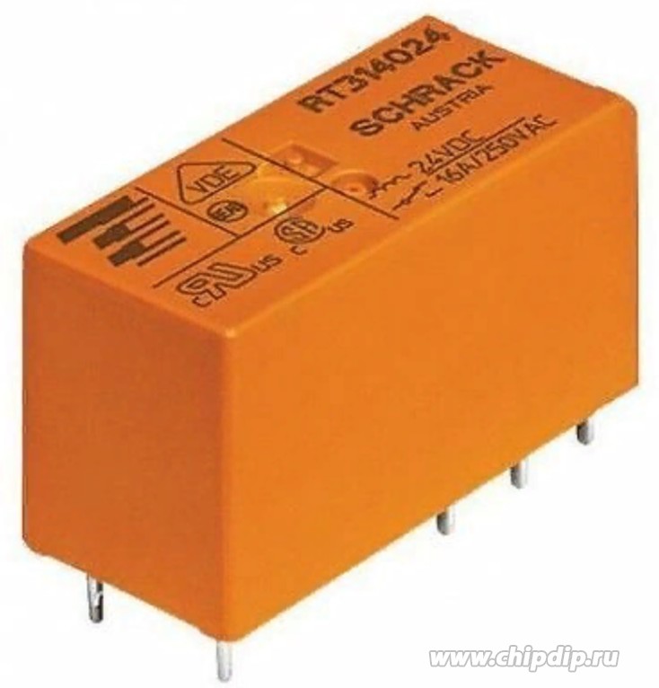 9-1393239-8 (RT314024), Реле 1 переключ. 24VDC, 16A/250VAC SPDT